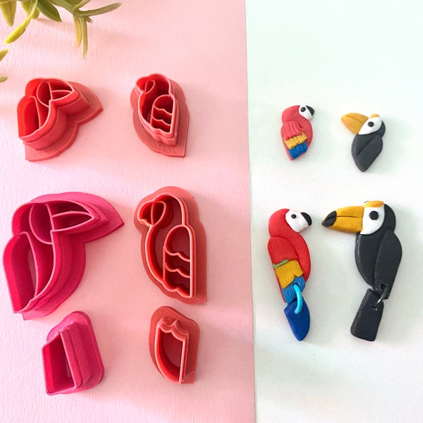 Birds Polymer Clay Cutters | Toucan cutter | Macaw Cutter | Embossed Birds Polymer Clay Cutter |  Embossed Cutters |  Dangle Cutter
