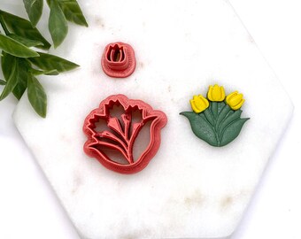 Tulip Plant Polymer Clay Cutters | Tulip Flowers Flower | Mini Tulips Cutter | Spring Cutters | Organic Cutters | Earring Cutter