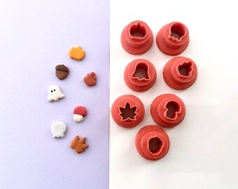 Mini Fall and Halloween Polymer Clay Cutters | Skull Cutter | Mini Cutters | Pumpkin cutter | Ghost Cutter | Mushroom cutter
