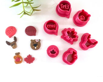 Canadian Icons Part 1 Polymer Clay Cutters | Beaver Cutter | Moose Cutters | Maple Syrup Cutter | Maple Leaf Cutter | Engraving Clay Cutters