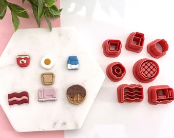 Breakfast Polymer Clay Cutters, Food Cutters, Egg cutter, Milk cutter, Jam Cutter,  Waffle Cutter, Toast cutter, Bacon cutter, Pastry Cutter