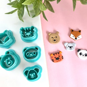 Animals Part 1 polymer clay Cutter, Panda Cutter, Bear Cutter, Fox Cutter, Koala Clay Cutter, Tiger Cutter, Wild Life Cutter, Jungle Cutter