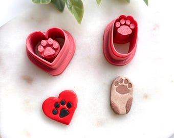 Emporte-pièce pour animaux de compagnie, pattes de chat et pattes de coeur, pour pâte polymère, clous et pendentifs d'animaux