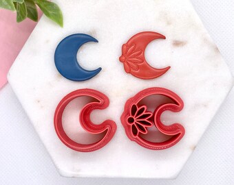 Crescent Moon Cutter for Polymer Clay, Embossed Moon Cutters, Moon cutter, Earrings Polymer Clay Cutter