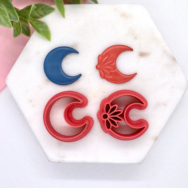 Crescent Moon Cutter for Polymer Clay, Embossed Moon Cutters, Moon cutter, Earrings Polymer Clay Cutter