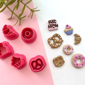 Baked Goods Polymer Clay Cutters,  Donut Cutter, Cake cutter, Cupcake cutter, Pretzel Cutter, Croissant Cutter, food polymer clay cutters