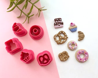 Baked Goods Polymer Clay Cutters,  Donut Cutter, Cake cutter, Cupcake cutter, Pretzel Cutter, Croissant Cutter, food polymer clay cutters