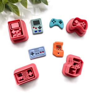 Video Game controller and console,  Polymer Clay Cutters, Vintage Game Studs, Arcade, Play