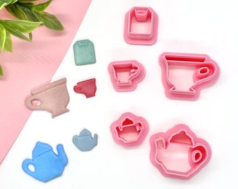 Teacup Polymer Clay Cutters, Teapot Cutters, Tea cutters, Tea bag cutter, Stud cutters, Dangle Cutters