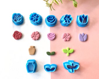 Flower Part 2 Polymer Clay Cutters, Embossed Cutters, Spring Cutters, Floral Shaped Clay Cutter, Organic Cutter, Farm Cutter, Earring Cutter