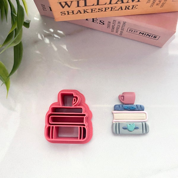 Book stack Polymer Clay Cutter,  Books Cutters, Reading Cutter, Earring polymer clay cutter, Dangle cutter