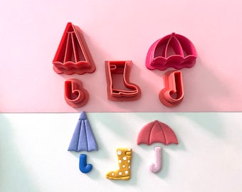 Rainy Day Part 2 Polymer Clay Cutter, Umbrella Clay Cutter, Weather cutter, Earrings Polymer Clay Cutter, Rain Cutter, Parasol cutter