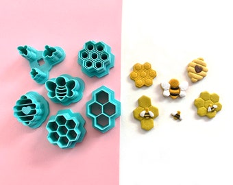 Bees Polymer Clay Cutters | Micro Bees Cutter | Honeycomb Cutters | Spring Cutters | Honey Hive Cutters | Embossed Cutter | Engraving Cutter