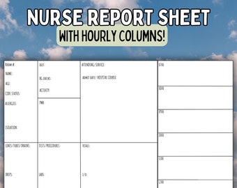 Nurse Report Sheet, Nurse Brain Sheet, Med Surg Nurse Report Sheet, Patient Report Sheet- DIGITAL DOWNLOAD