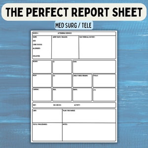 Nursing Report Sheet, Nurse Brain Sheet, RN Handoff Tool, Nurse Report Sheet Med Surg, Registered Patient Report Sheet - Digital Download