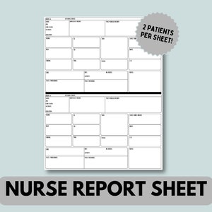 Nurse Brain Sheet, Nursing Report Sheet, Med Surg Nurse Report Sheet, RN patient handoff sheet - DIGITAL DOWNLOAD