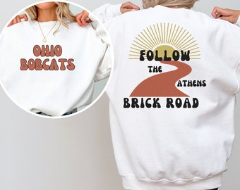 Ohio University Crew Neck, OU Bobcats Sweatshirt, Follow the Athens Brick Road, Heavy Blend Crewneck Sweatshirt