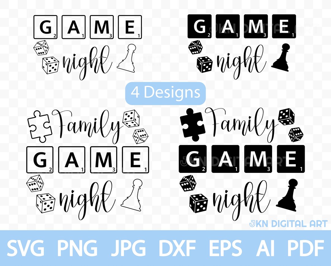 Family Game Night Svg Png Jpg Dxf Eps Ai Pdf Clipart Vector Cricut