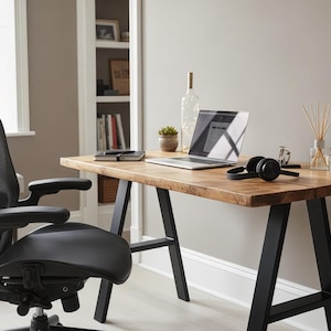 Rustic Desk with A-Frame Legs - Work From Home - Made to Order - Reclaimed Wood - Home Office - Office Desk - Industrial Desk - Steel Legs
