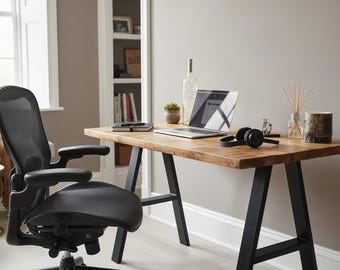 Rustic Desk with A-Frame Legs - Work From Home - Made to Order - Reclaimed Wood - Home Office - Office Desk - Industrial Desk - Steel Legs
