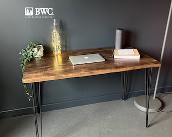 Industrial Reclaimed Wooden Desk with Black Hairpin Legs