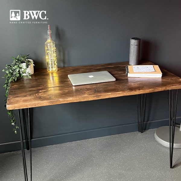 Industrial Reclaimed Wooden Desk with Black Hairpin Legs