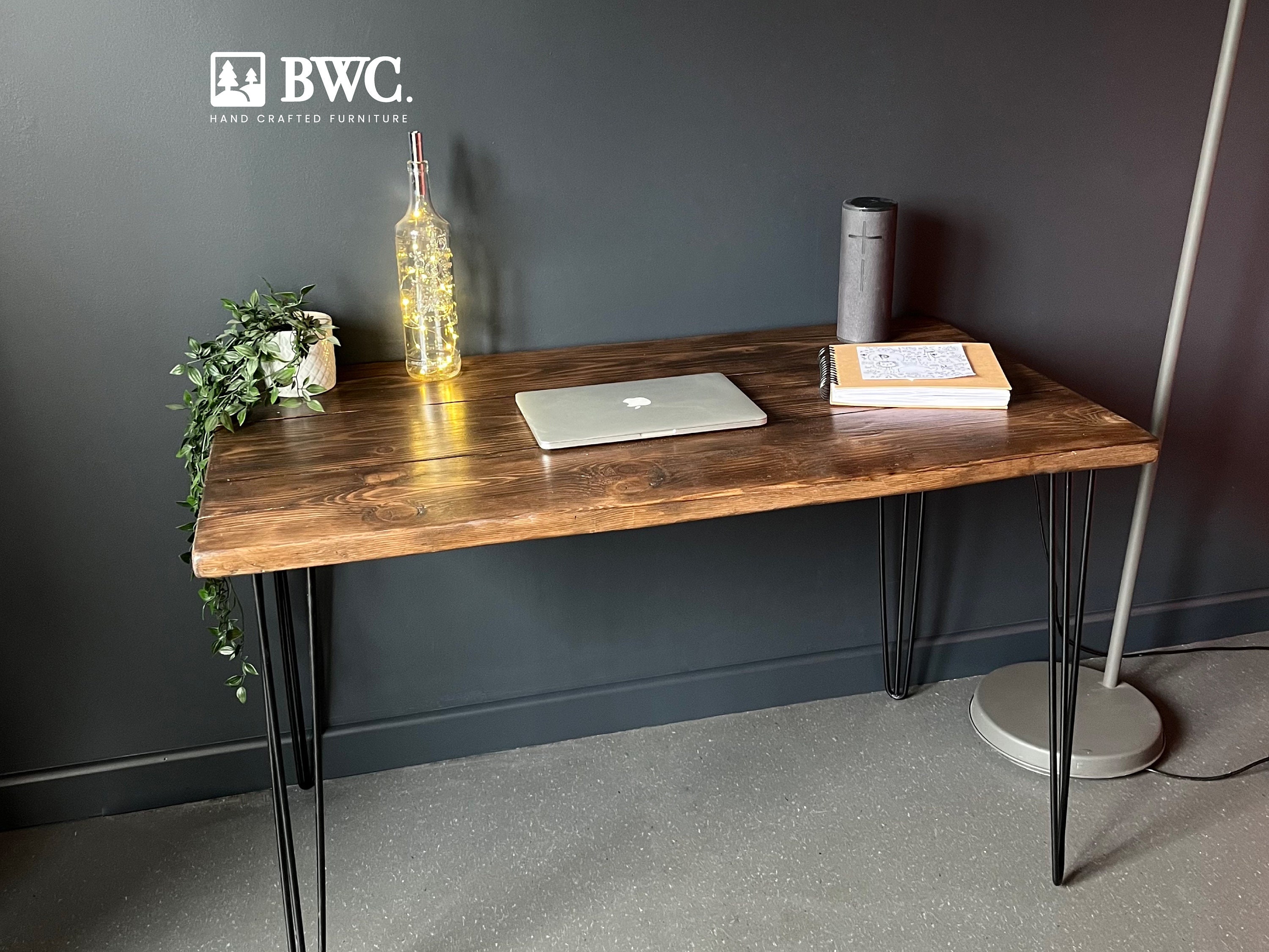 Reclaimed wood desk hairpin legs discount