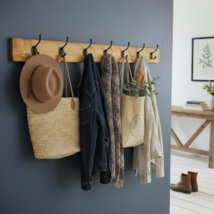 Rustic Reclaimed Wood Coat Rack: Handmade Farmhouse Cast Iron Hooks