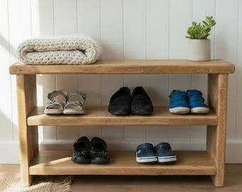 Rustic Reclaimed Wooden Shoe Bench | Shoe Rack | Shoe Storage | Hallway Bench | Hand Crafted