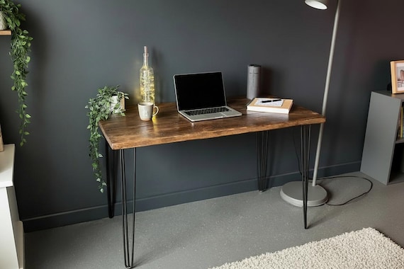 Industrial Reclaimed Wooden Desk with Black Hairpin Legs