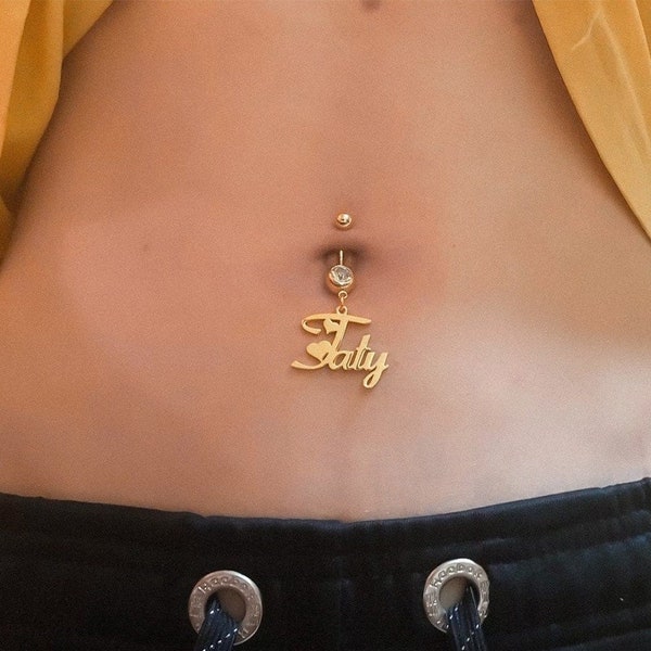 Personalized Belly Button Ring, Custom Name Belly Ring, Name Navel Ring, Navel Piercing, Belly Jewellery, Gift for Her, Body Jewelry