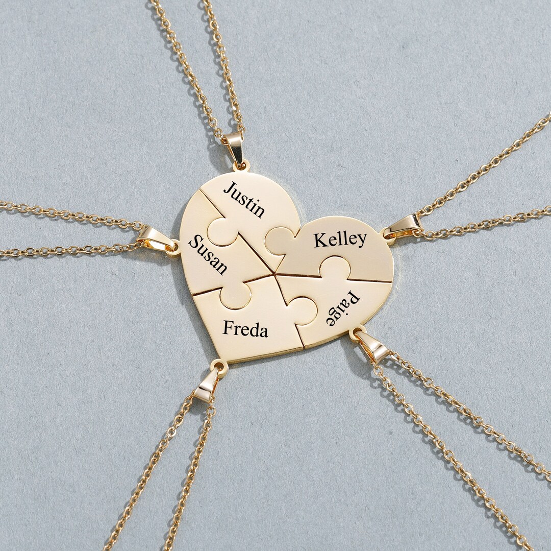 Custom Name Heart Puzzle Necklace Personalized Heart Etsy UK