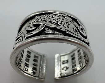 Bague pour homme, bague de poisson Koi, bague Koi, bague de poisson, bague pour homme en titane, bague japonaise, cadeau pour lui, bague femme, bague réglable de mode, unisexe