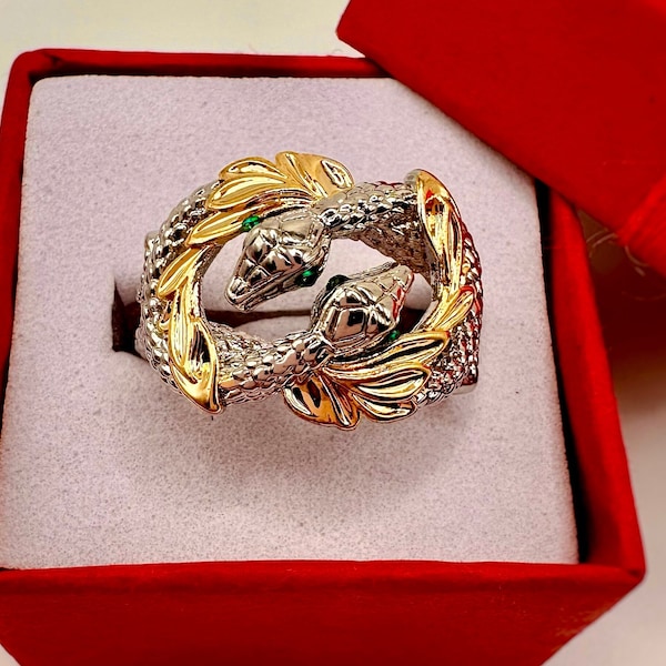 Vintage Two Snakes Ring, Snake Ring, Dainty Snake Ring, Handmade Ring, Snake Jewelry, Birthday Gift, Silver Snake Ring