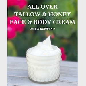 Gepeitschte Talg Honig Creme mit Jojoba Öl, Face & Body Cream Ganz Natürlicher Körper Butter Balsam, Grasgefütterte und Fertige Hauttalg Hautpflege