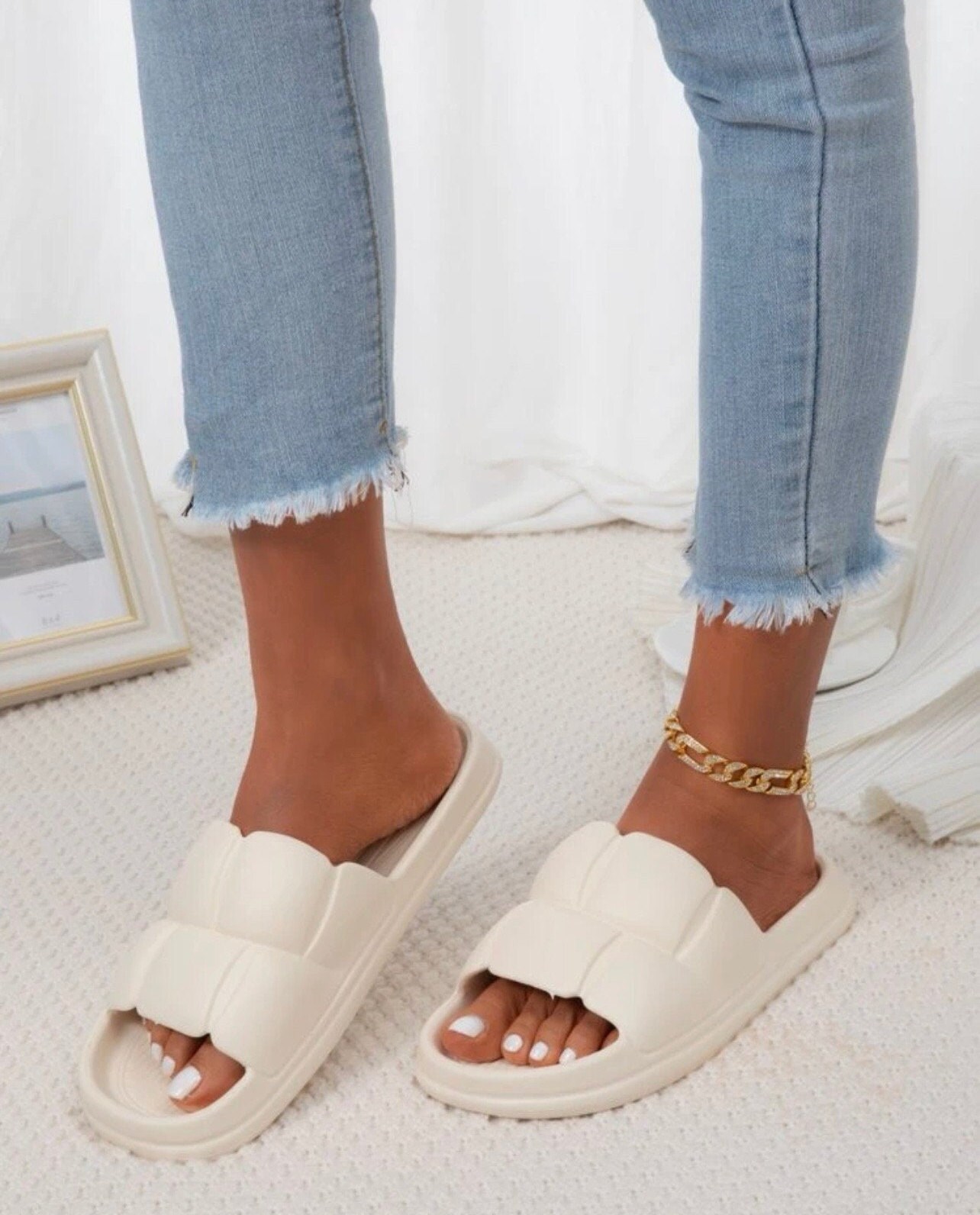 Womens Slide Sandals Pillow Slides Air Cushion Slide - Etsy