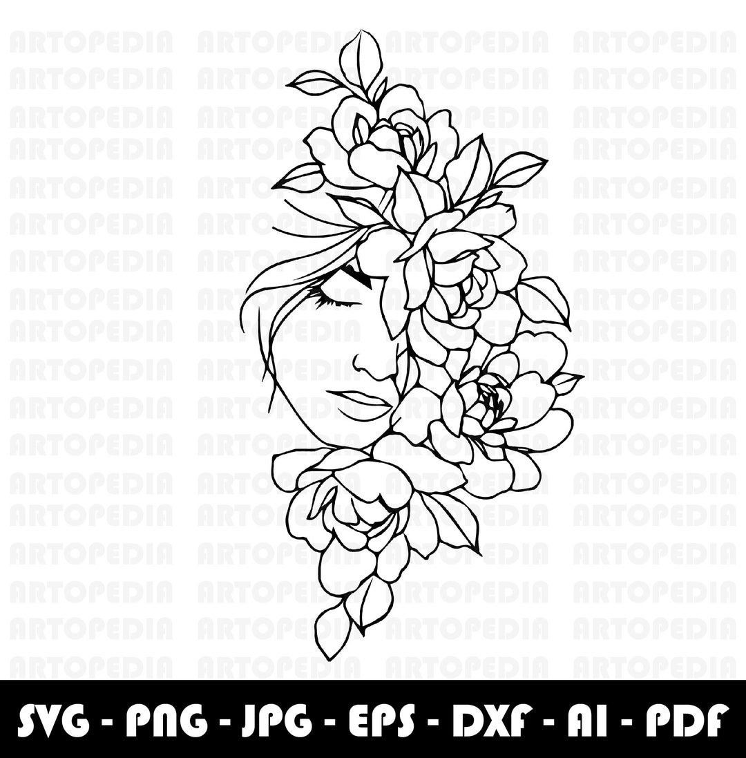 FLORAL WOMAN SVG, Floral Svg Design, Floral Cut File, Woman With