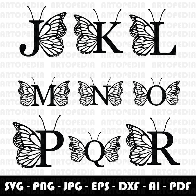 Butterfly Monogram Alphabet SVG PNG Monogram Frame Alphabet - Etsy