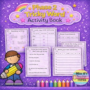 Reception Year 1 Kindergarten - Phase 2 tricky word activity book
