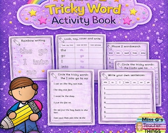 Reception Year 1 Kindergarten - Phase 2 tricky word activity book