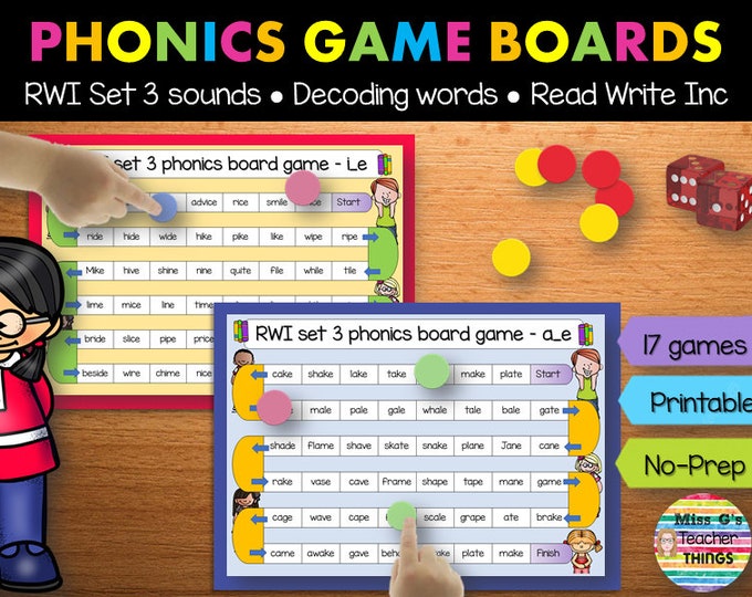 X Rwi Cards RWI - Read Write Inc Phonics Practice Board Games for Children - Set 3 ...