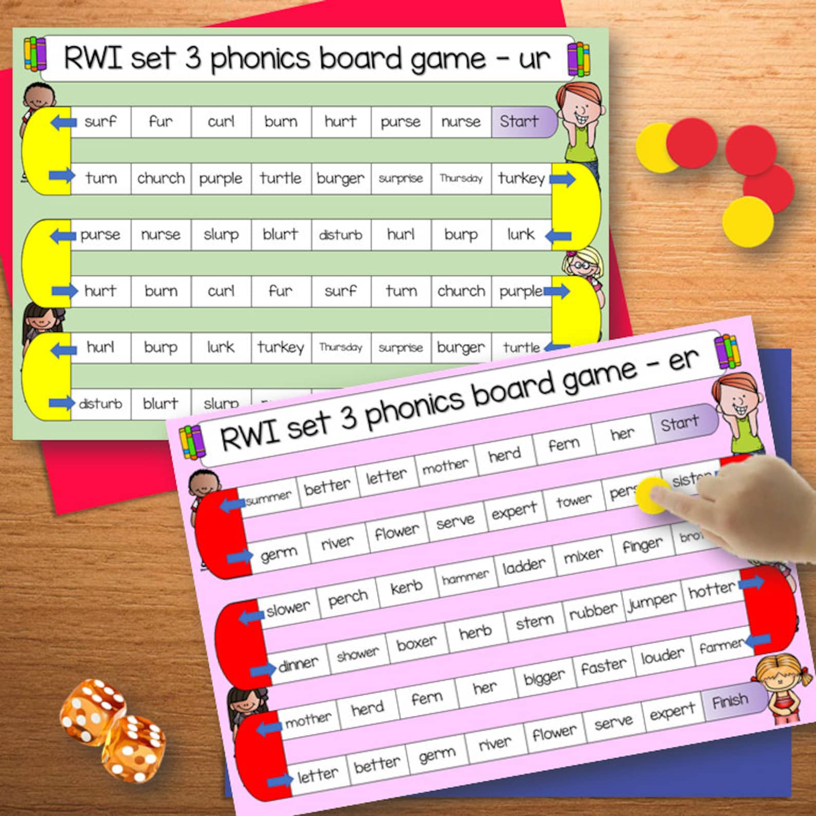 RWI - Read Write Inc Phonics Practice Board Games for Children - Set 3 ...