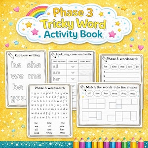 Year 1 / Kindergarten / Reception - Phase 3 tricky word activity book