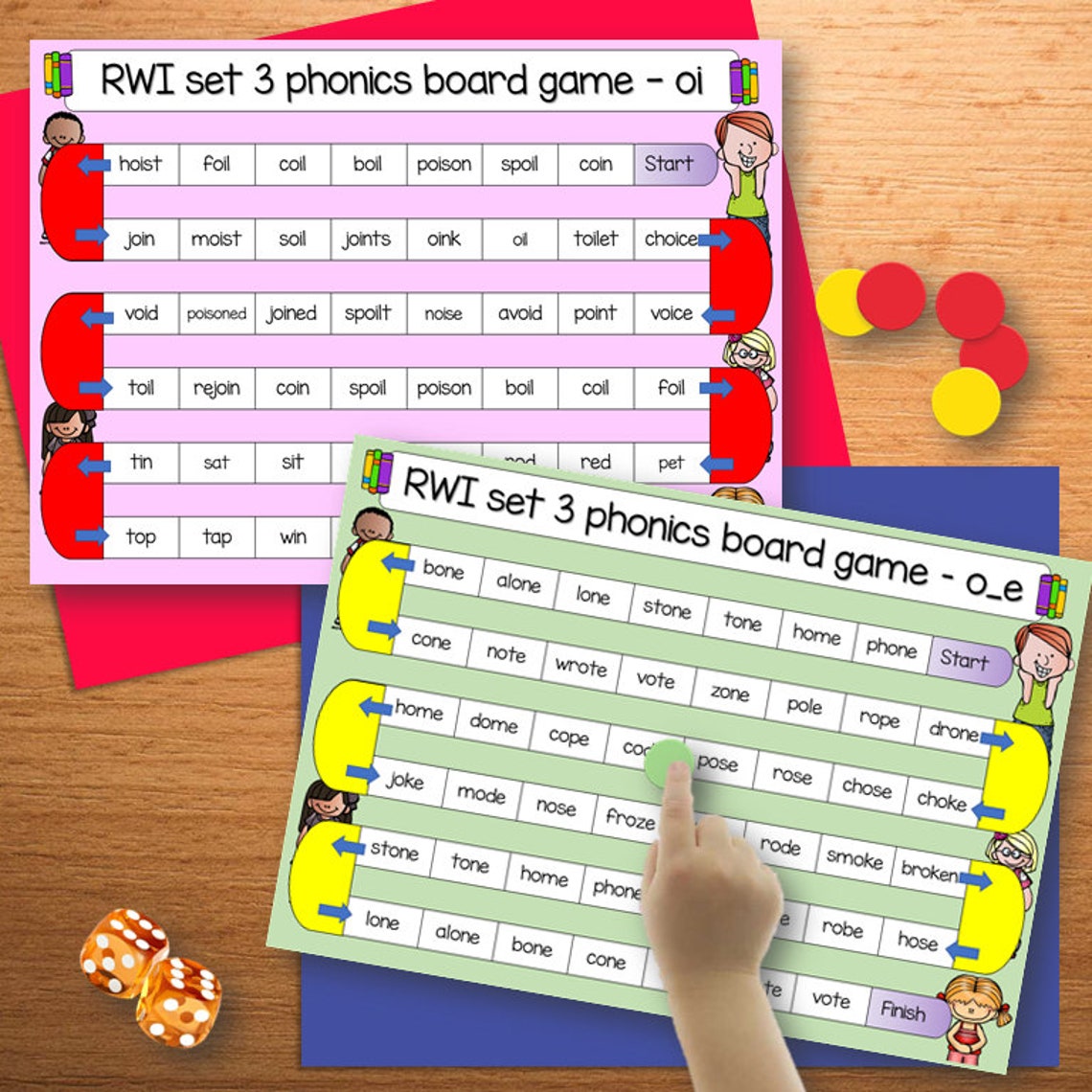 RWI - Read Write Inc Phonics Practice Board Games for Children - Set 3 ...