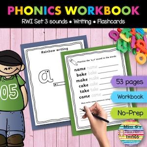 Cahier d'activités sur la phonétique RWI, lot de 3 + lot de 3 cartes-éclair