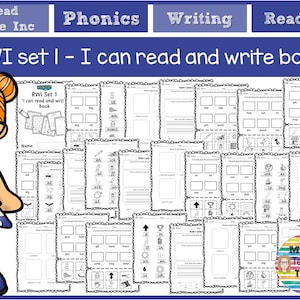 RWI phonics set 1 'I can read and write' activity workbook + sound flashcards