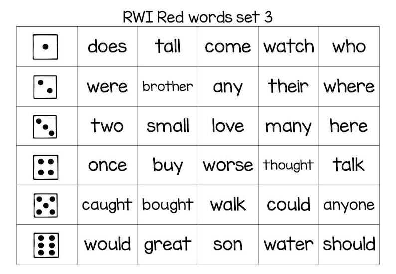 Read Write Inc (RWI) Red Words Roll and Read Phonics Games (PDF ...