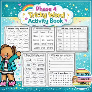 Year 1 / Kindergarten / Reception - Phase 4 Tricky Word Activity Book