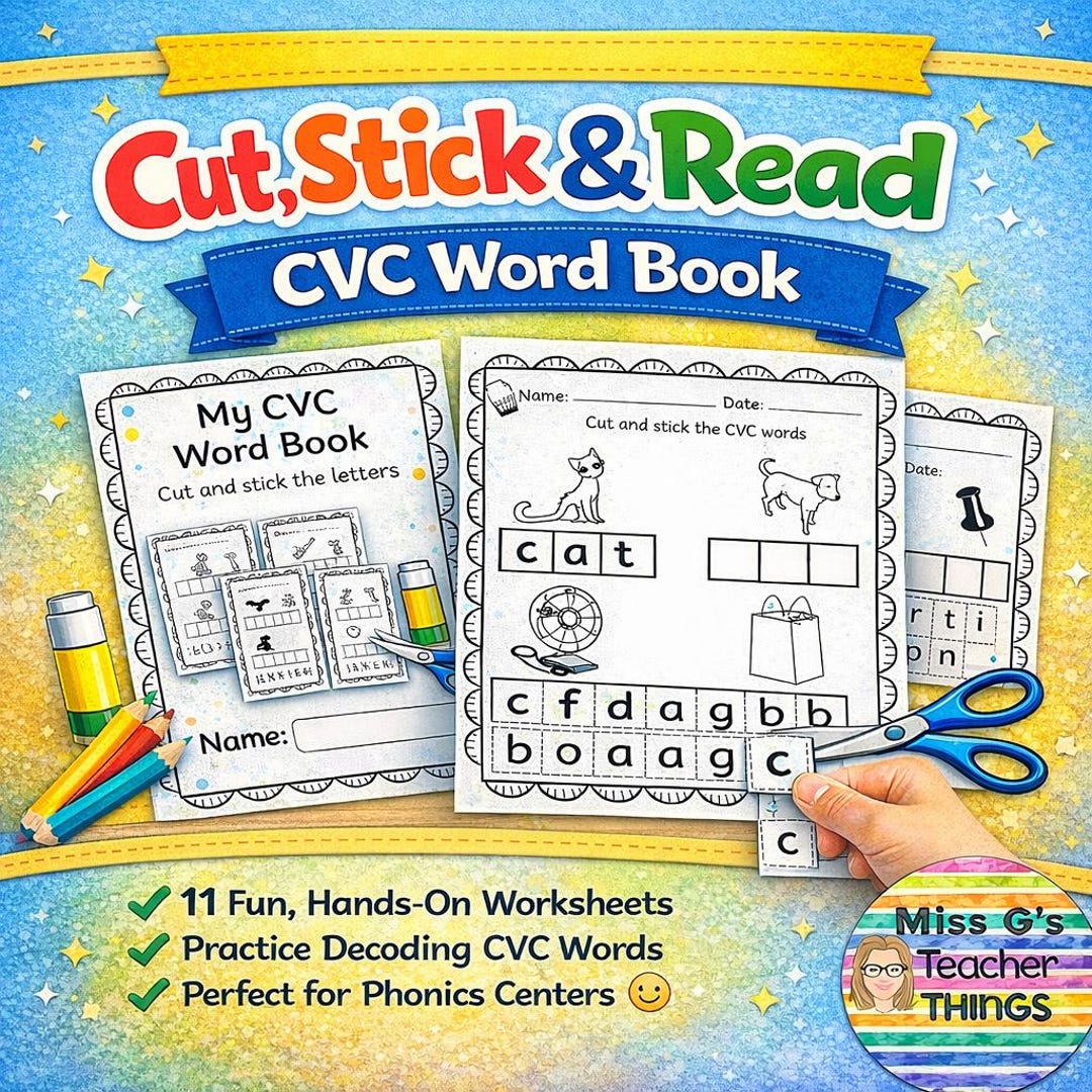 Cvc Words Rwi Book Cut Stick and Read CVC Words Book - RWI Set 1 Phonics Sounds: Decoding ...