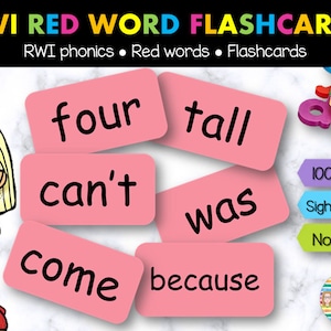 RWI Read Write Inc Red Word Flashcards Set 1 à 4 Phonics Reading